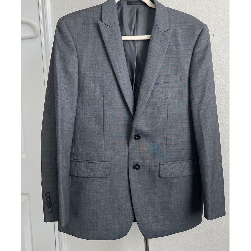 Calvin Klein Men's Medium Suit Jacket Blazer Extreme Slim Fit Gray Wedding Flaw